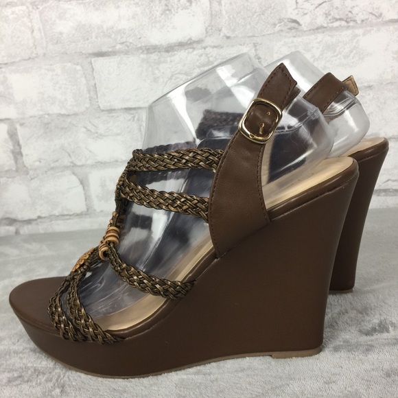 Forever Brown Boho Wedge Sandal Size 10 - Picture 5 of 7